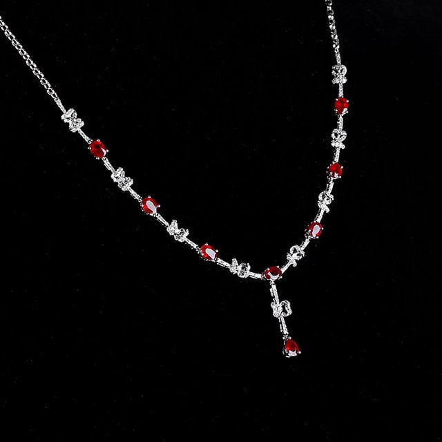 14k Gold 3.34 Ctw Natural Ruby & Diamond Necklace: Ref:231127074 // gold content:14k gold // main gemstone:ruby // shape:multiple // carat weight:2. 76ct // color:pigeonblood red // treatment:natural // // adjacent gemstone 2 : diamond // number of st