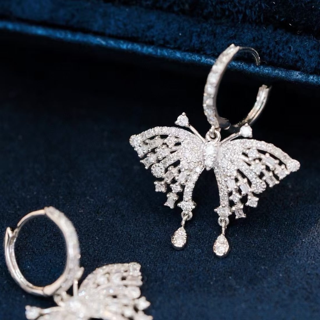 14k Gold 1.36 Ct Natural H Diamond & Butterfly Earrings - 4