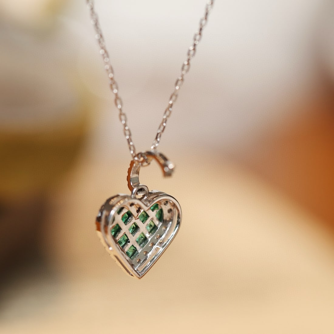 14k Gold 0.97 Ctw Natural Emerald & Diamond Pendant( Without Chain ) - 6