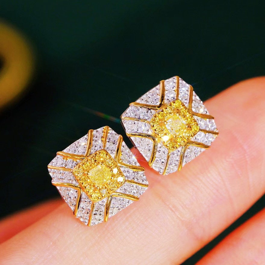 14k Gold 0.7 Ct Natural Color Diamond Earrings (1 of 7)