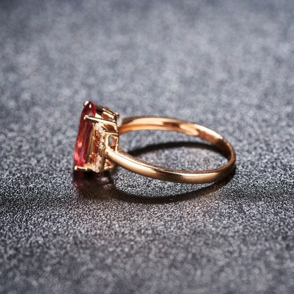 14k Gold 1.82 Ct Natural Tourmaline & Diamond Ring - 4