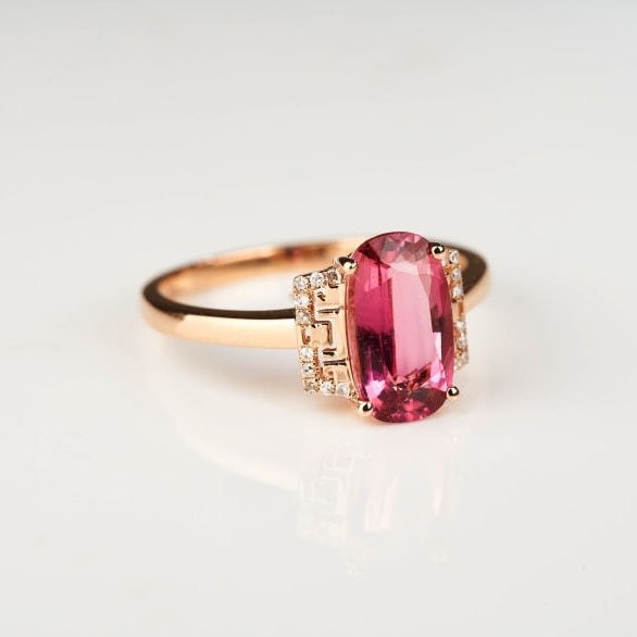 14k Gold 1.82 Ct Natural Tourmaline & Diamond Ring - 7