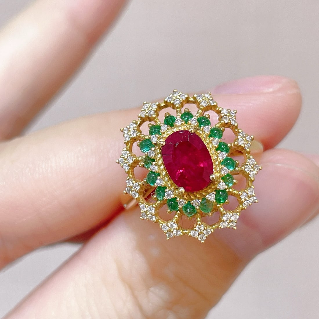 14k Gold 1.21 Ctw Natural Ruby & Diamond Ring - 2