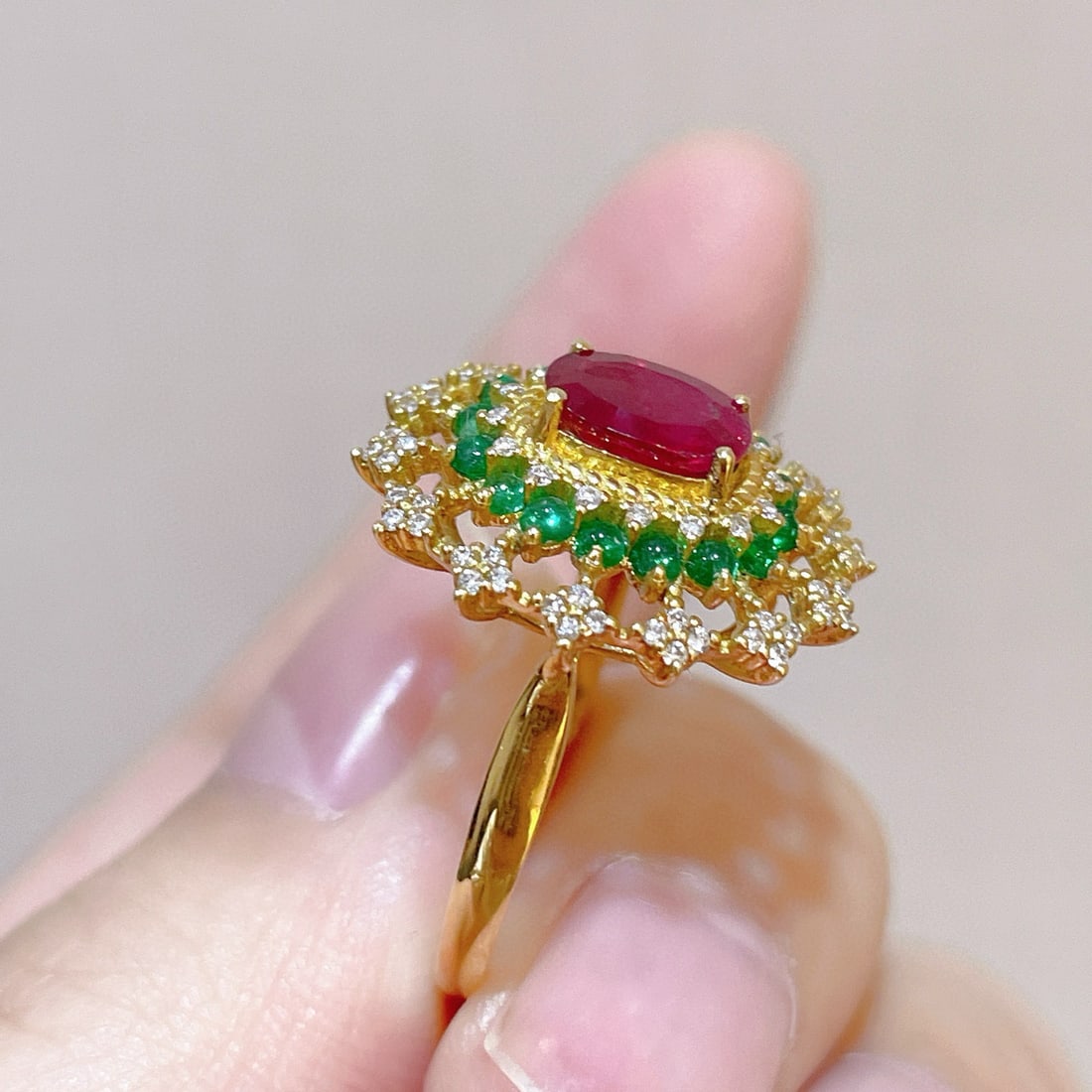 14k Gold 1.21 Ctw Natural Ruby & Diamond Ring - 4