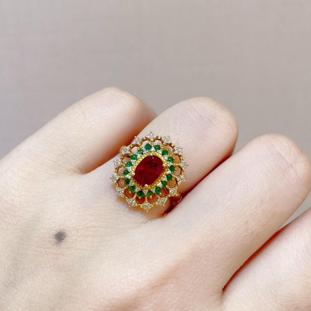 14k Gold 1.21 Ctw Natural Ruby & Diamond Ring - 6