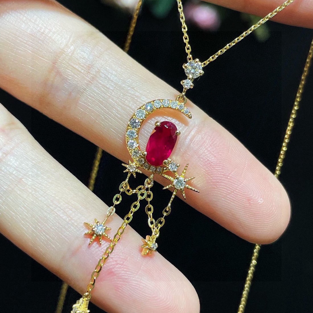 14k Gold 1.43 Ctw Natural Ruby & Diamond Pendant( Without Chain ) - 2
