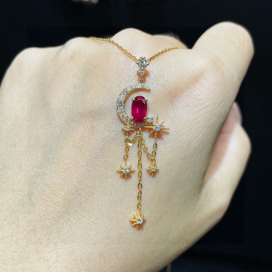 14k Gold 1.43 Ctw Natural Ruby & Diamond Pendant( Without Chain ) - 3