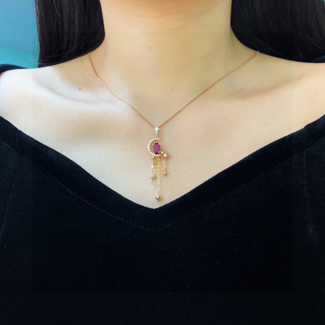 14k Gold 1.43 Ctw Natural Ruby & Diamond Pendant( Without Chain ) - 6