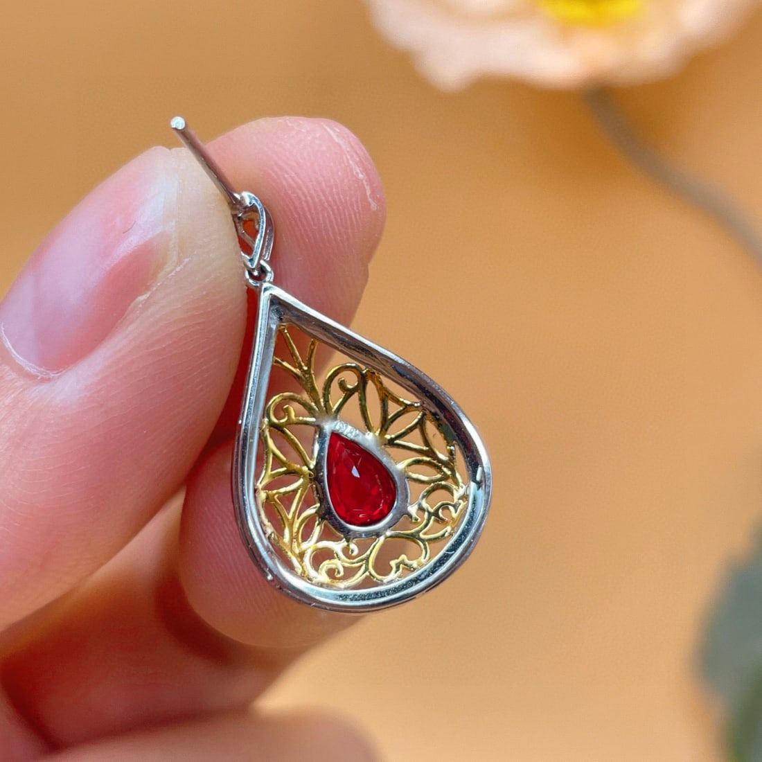 14k Gold 1.61 Ctw Natural Ruby & Diamond Earrings - 5