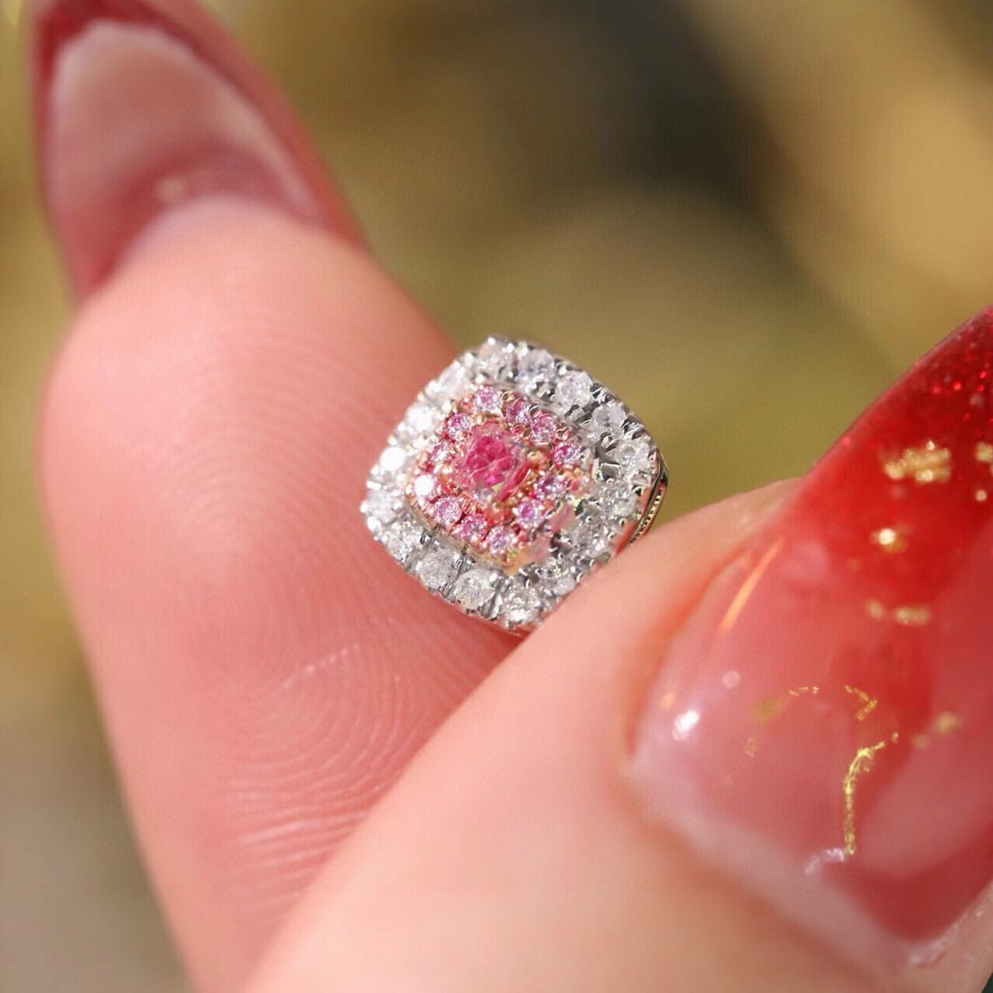 14k Gold 0.50 Ctw Natural Pink Diamond & Diamond Earrings - 7