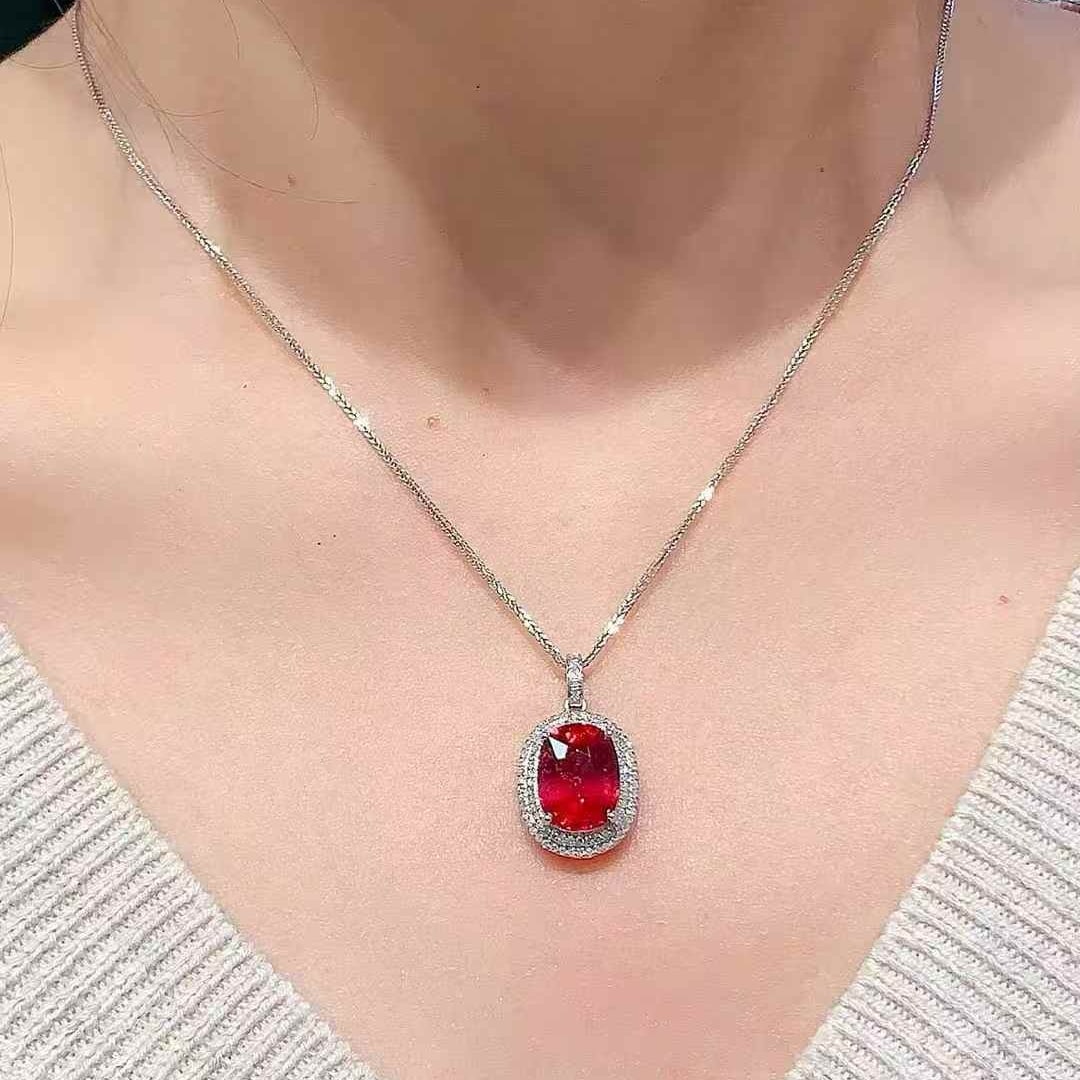 14k Gold 4.5 Ct Natural Tourmaline & Diamond Pendant( Without Chain ) - 2