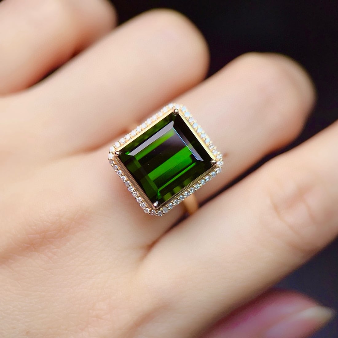 14k Gold 9.09 Ctw Natural Tourmaline & Diamond Ring - 5