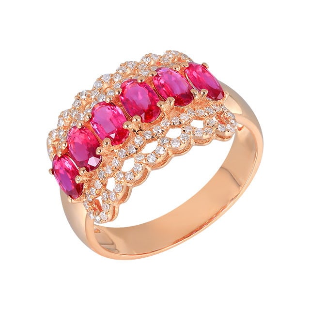 14k Gold 1.66 Ctw Natural Ruby & Diamond Ring - 5