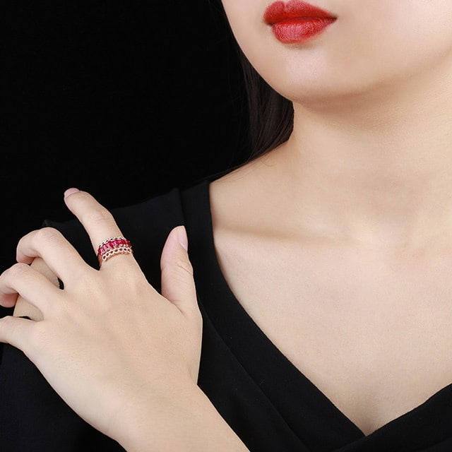 14k Gold 1.66 Ctw Natural Ruby & Diamond Ring - 6