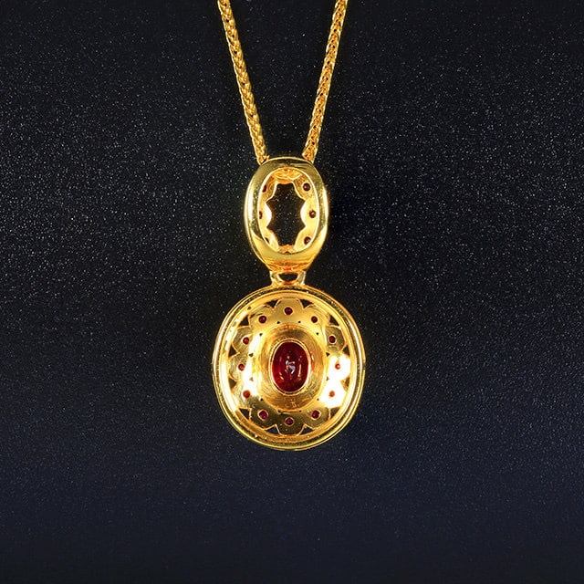 14k Gold 0.79 Ctw Natural Ruby & Diamond Pendant( Without Chain ) - 4
