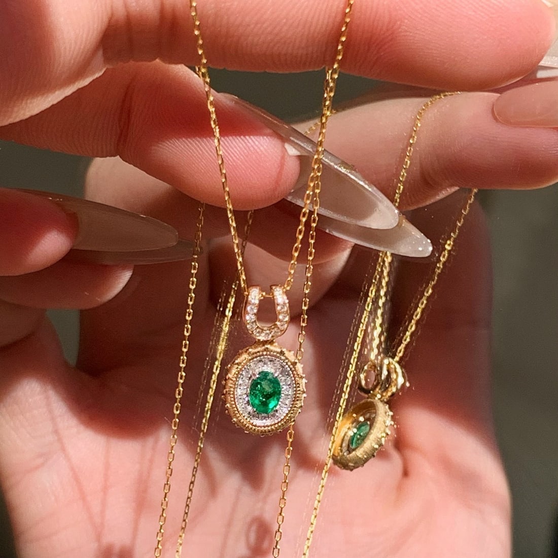 14k Gold 0.26 Ct Vivid Green Natural Emerald & Diamond Pendant( Without Chain ) - 4