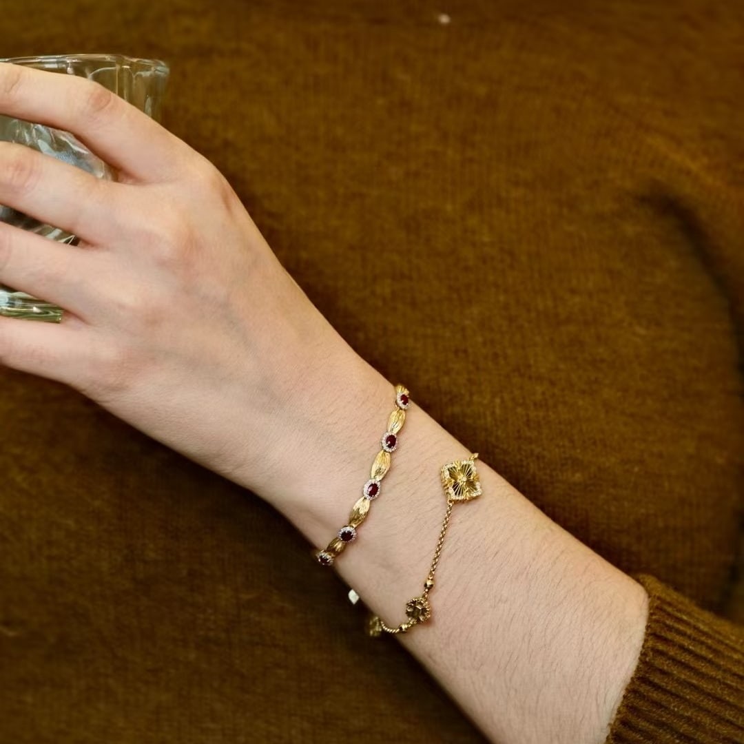 14k Gold 1.4 Ctw Natural Ruby & Diamond Bracelet - 6