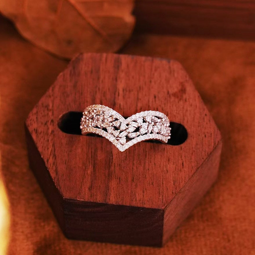 14k Gold 0.9 Ct Natural H Diamond Ring - 2