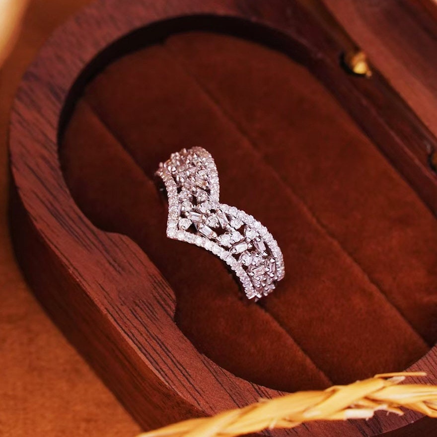 14k Gold 0.9 Ct Natural H Diamond Ring - 3