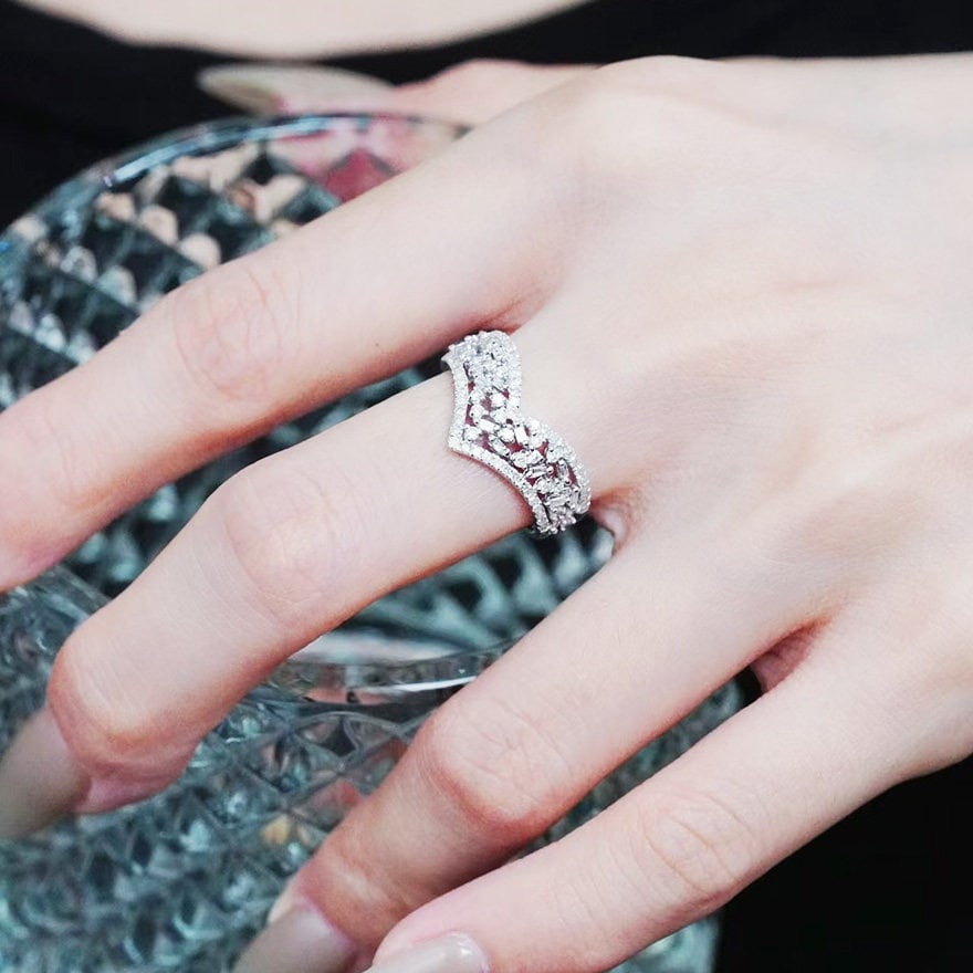 14k Gold 0.9 Ct Natural H Diamond Ring - 5