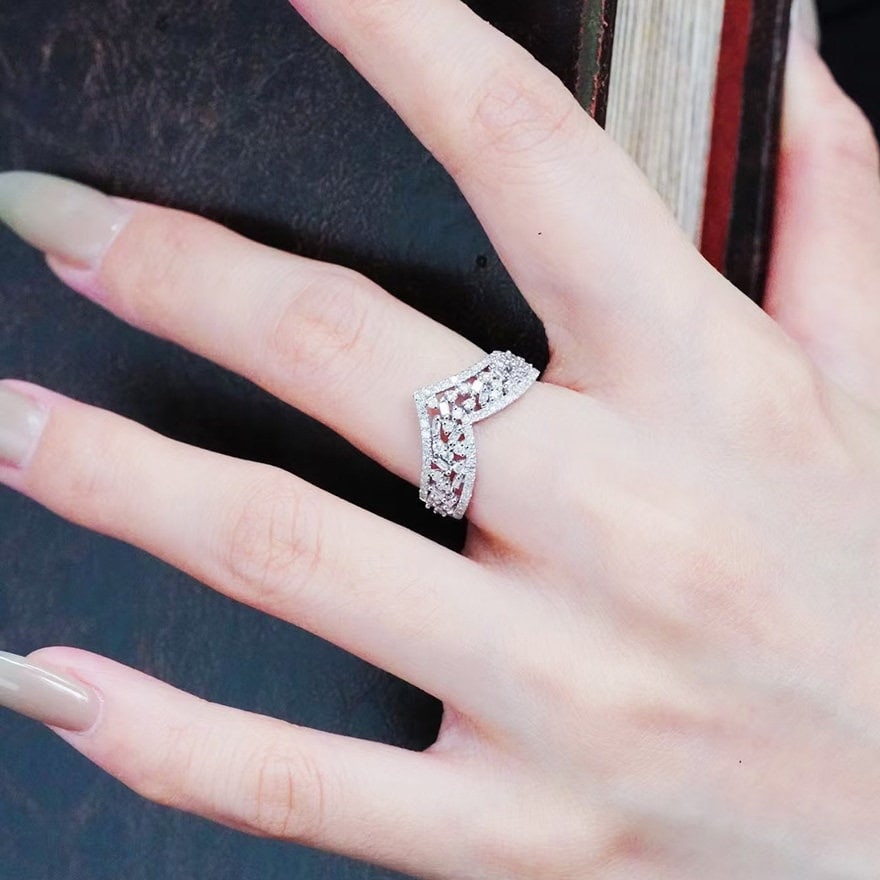 14k Gold 0.9 Ct Natural H Diamond Ring - 6