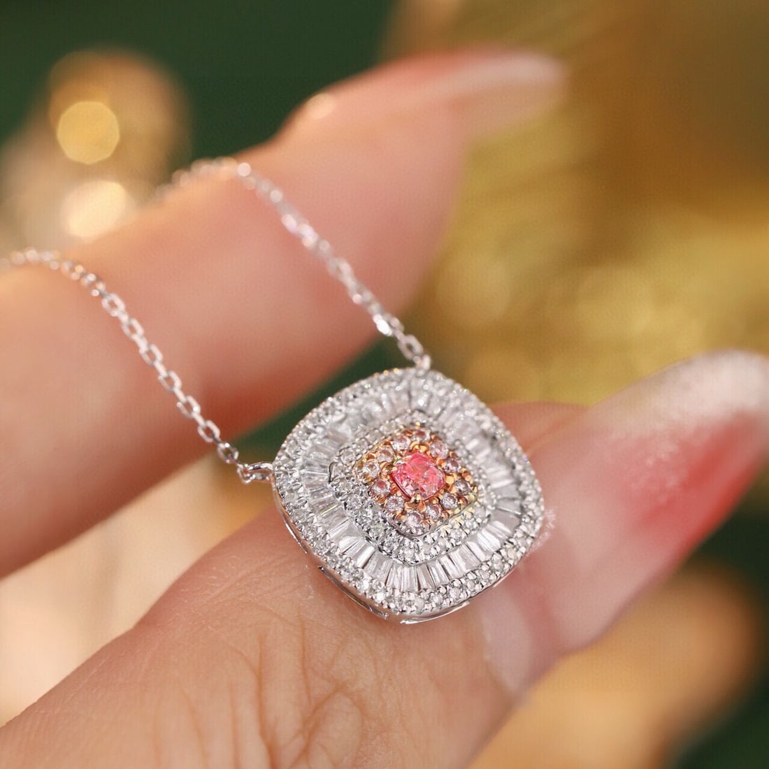 14k Gold 0.60 Ctw Natural Pink Diamond & Diamond Necklace - 2