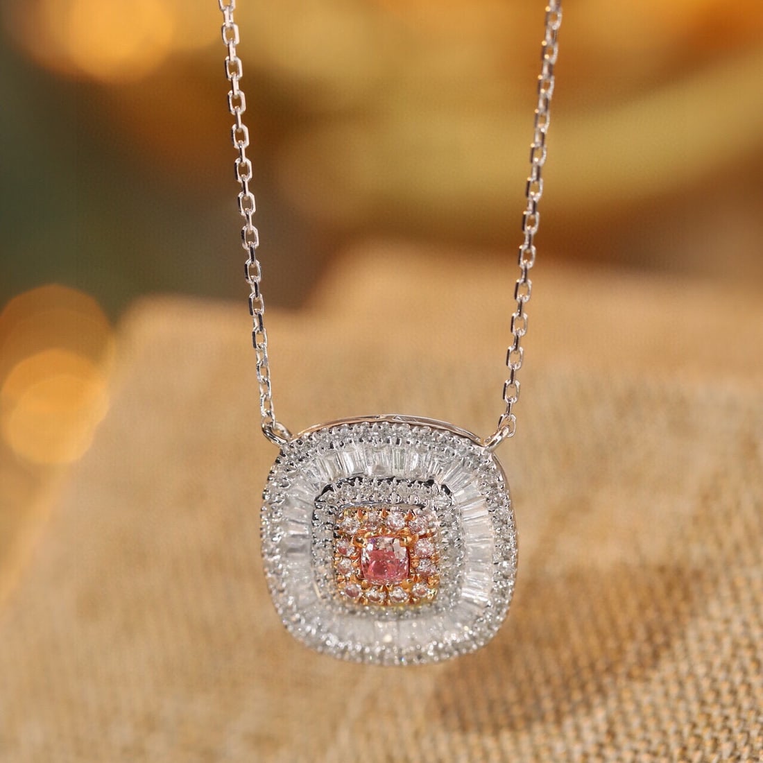 14k Gold 0.60 Ctw Natural Pink Diamond & Diamond Necklace - 6