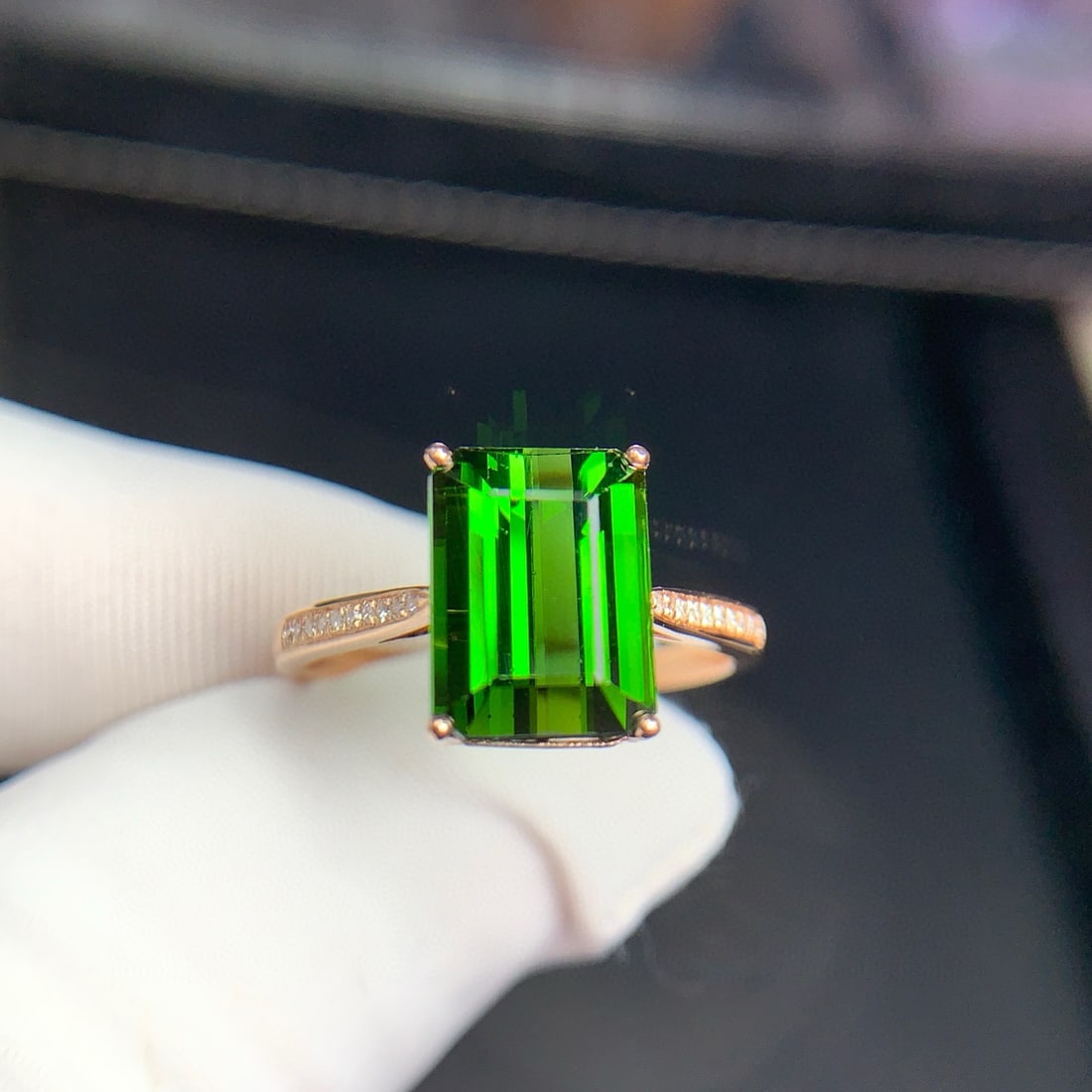 14k Gold 3.8 Ct Natural Tourmaline & Diamond Ring - 7