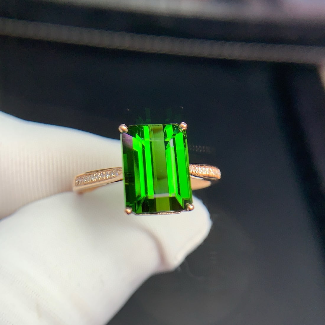 14k Gold 3.8 Ct Natural Tourmaline & Diamond Ring - 8