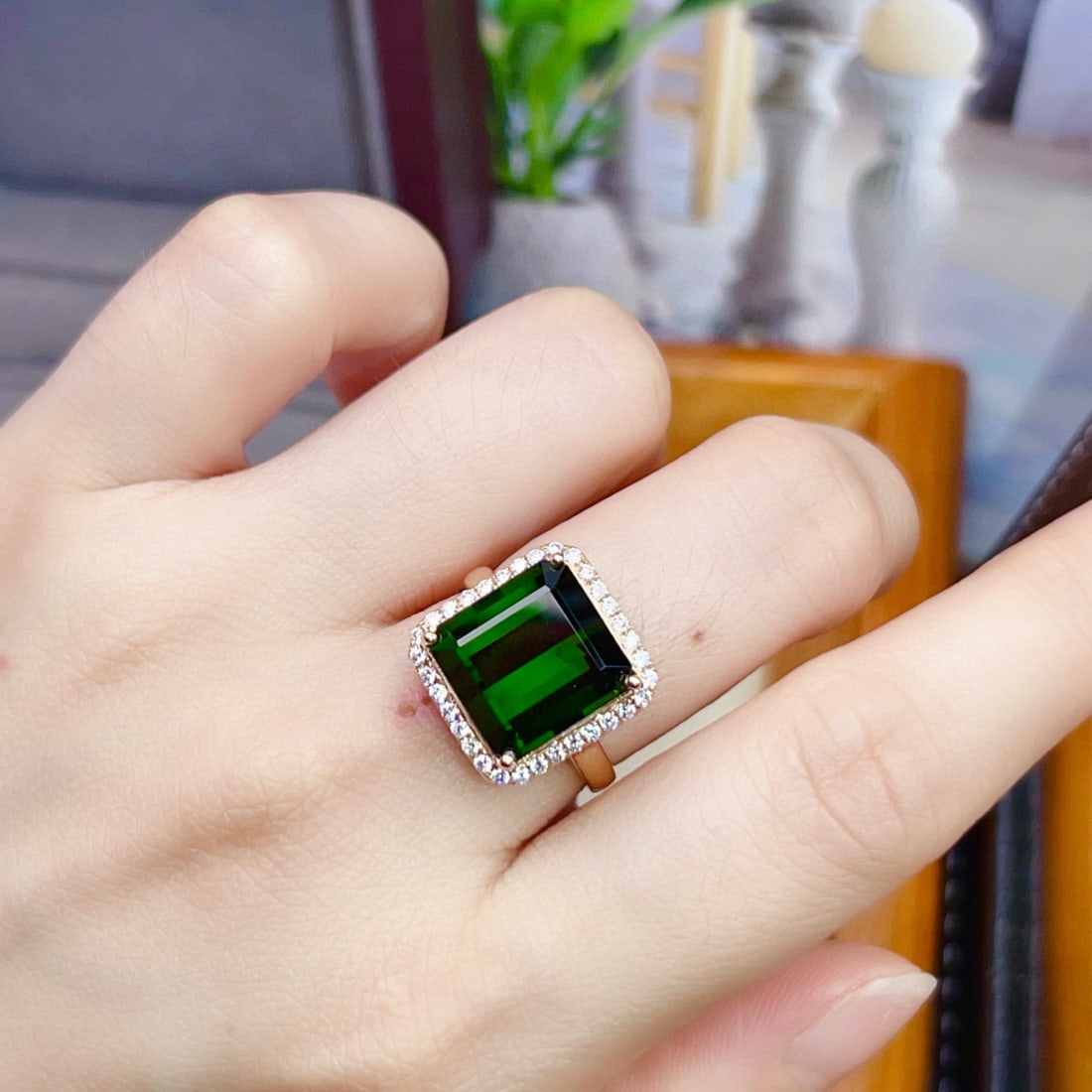 14k Gold 8.58 Ctw Natural Tourmaline & Diamond Ring - 6