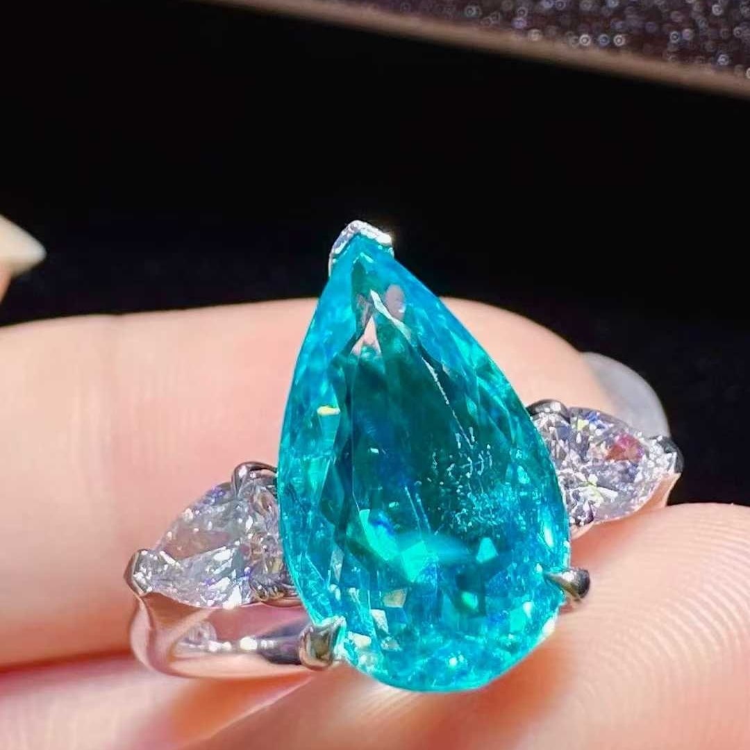 14k Gold 4.41 Ctw Natural Paraiba Tourmaline & Diamond Ring - 4