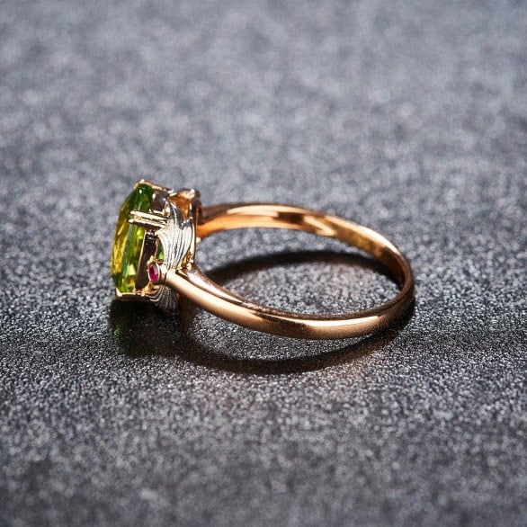 14k Gold 2.25 Ct Natural Tourmaline & Ruby Ring - 4