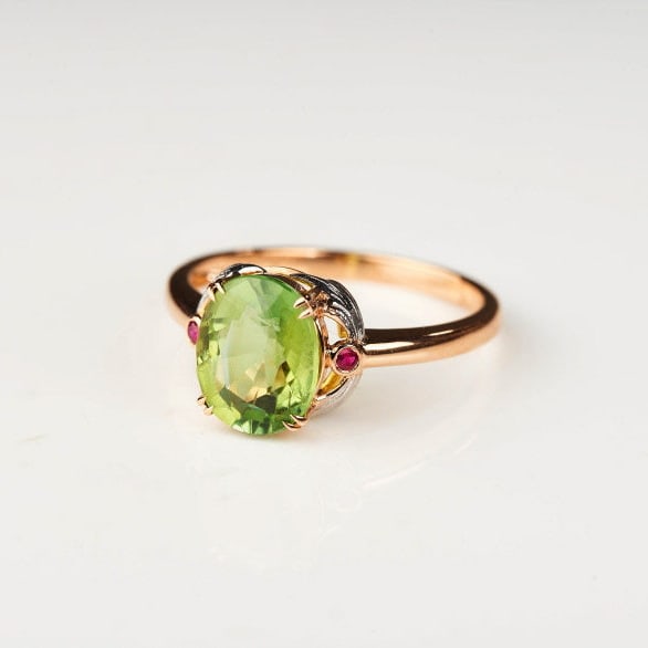 14k Gold 2.25 Ct Natural Tourmaline & Ruby Ring - 6