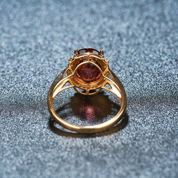 14k Gold 3.3 Ct Natural Tourmaline & Diamond Ring - 7