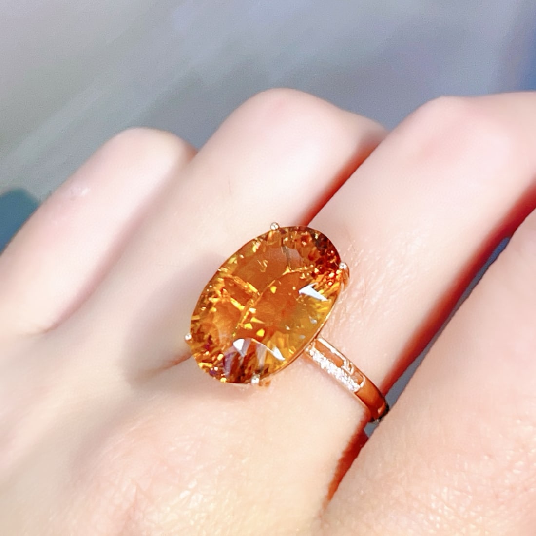 14k Gold 8.38 Ctw Natural Citrine & Diamond Ring - 3