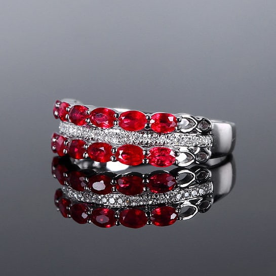 14k Gold 1.34 Ctw Vivid Red Natural Ruby & Diamond Ring - 3