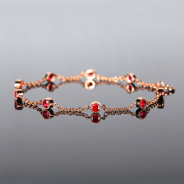 14k Gold 0.93 Ct Natural Ruby Bracelet - 2