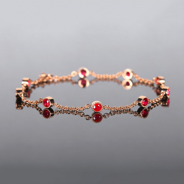14k Gold 0.93 Ct Natural Ruby Bracelet - 3