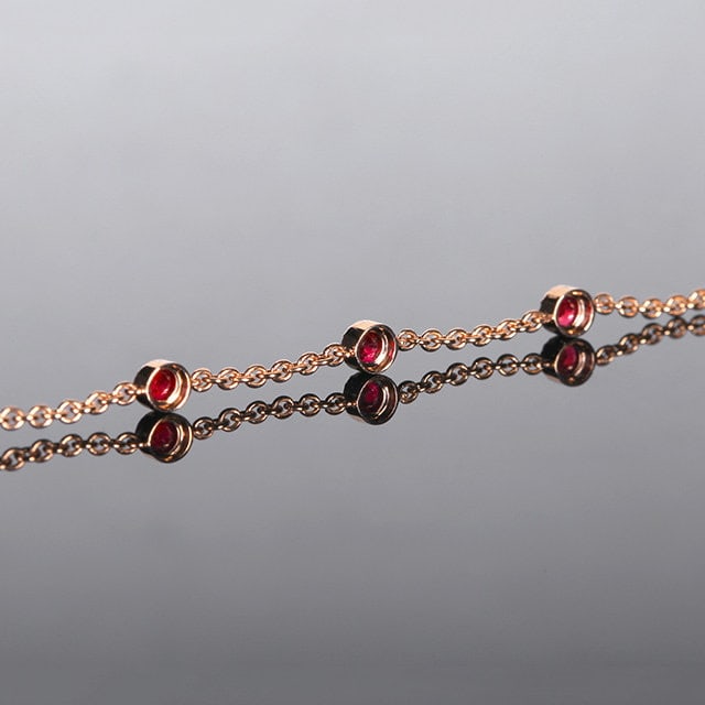 14k Gold 0.93 Ct Natural Ruby Bracelet - 4
