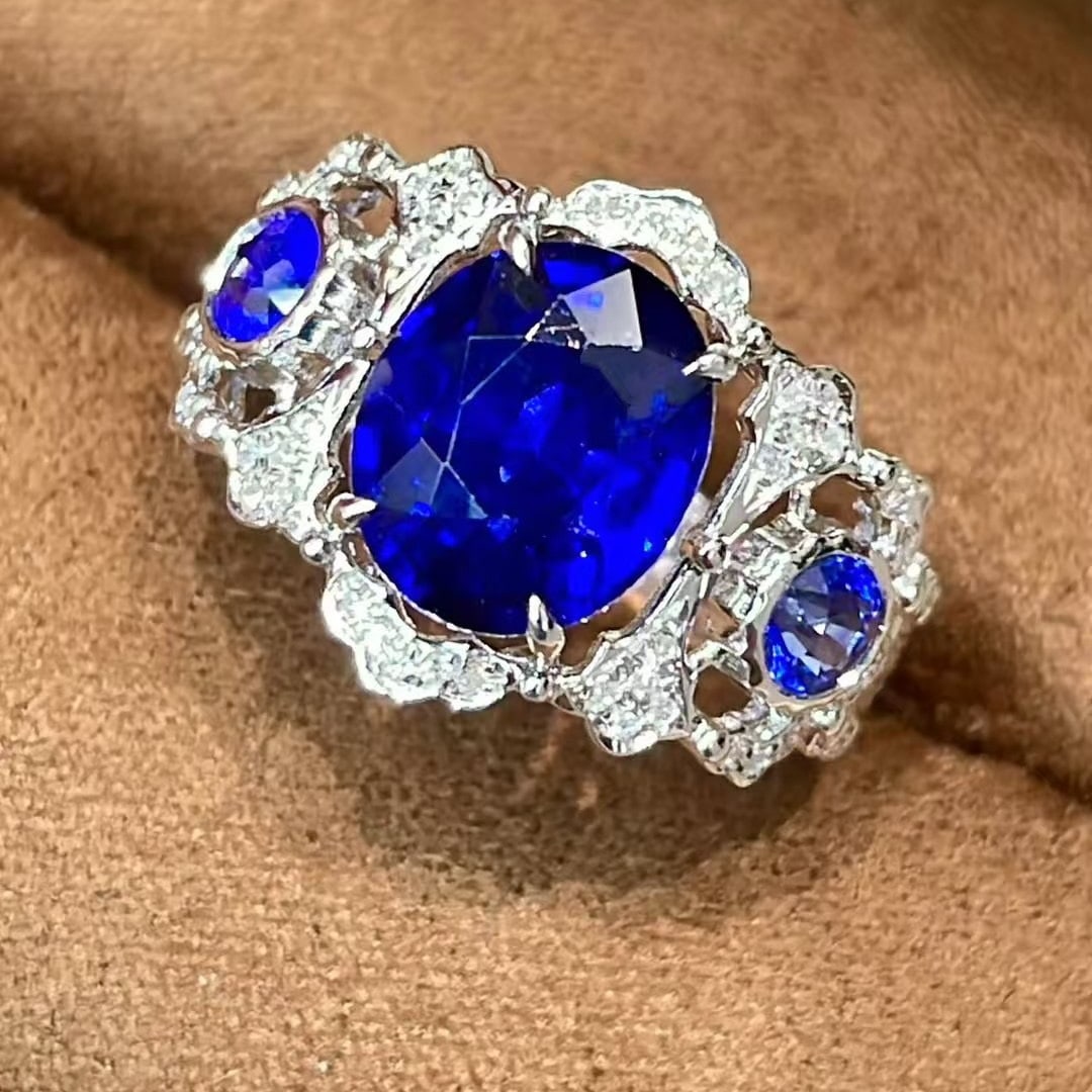 14k Gold 2.71 Ct Natural Sapphire & Diamond Ring - 2