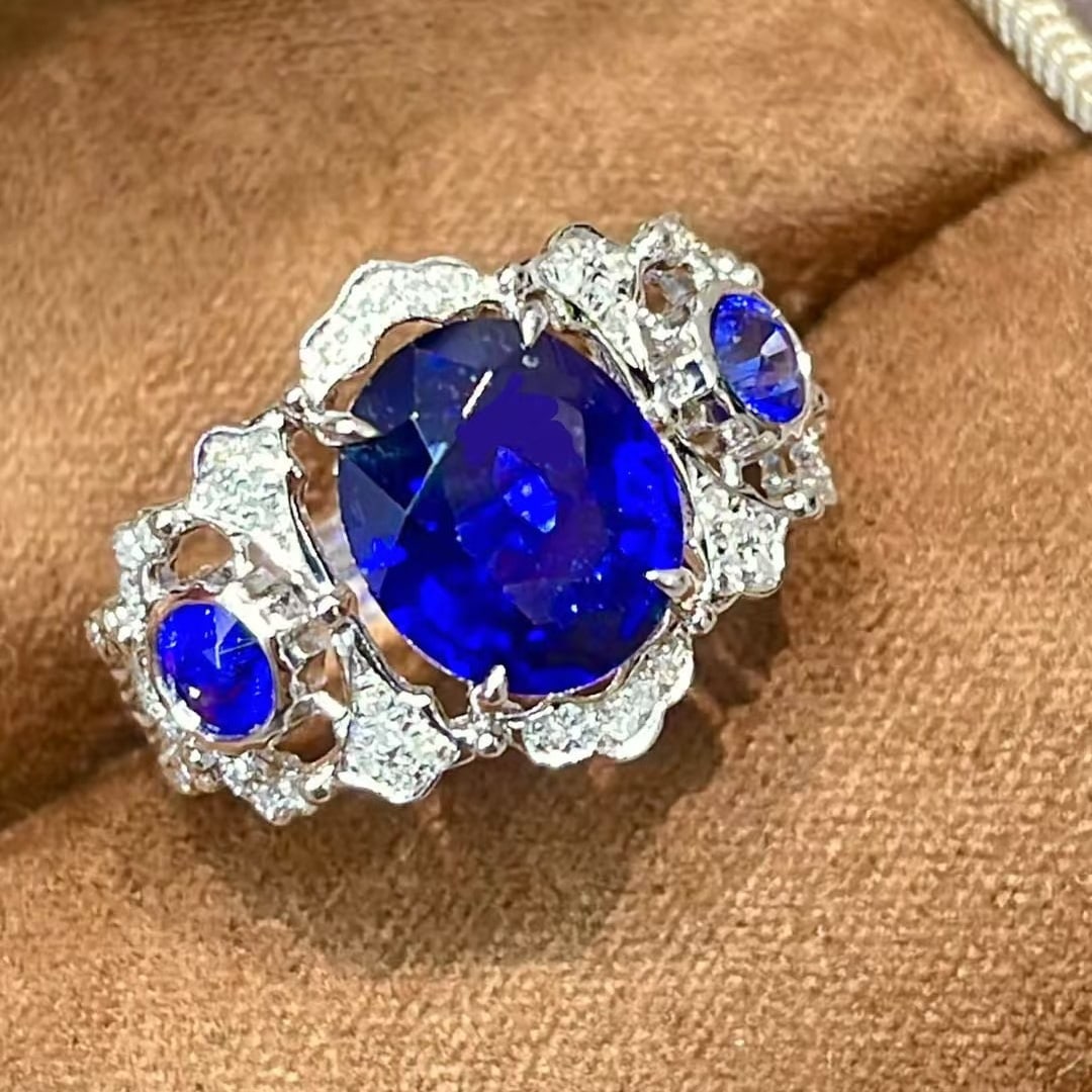 14k Gold 2.71 Ct Natural Sapphire & Diamond Ring - 5