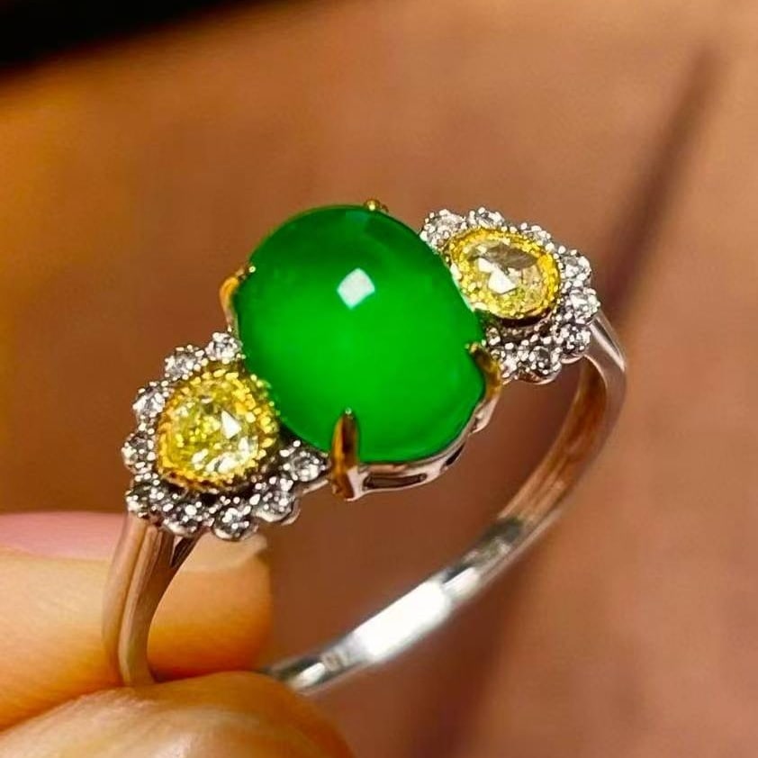 14k Gold 2.00 Ctw Natural Emerald & Yellow Diamond Ring - 2