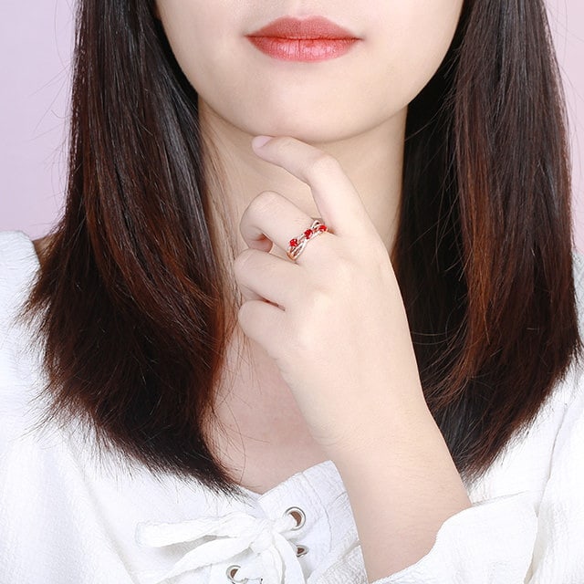 14k Gold 0.97 Ctw Natural Ruby & Diamond Ring - 6