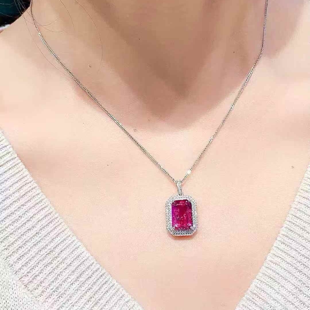 14k Gold 4.1 Ct Natural Tourmaline & Diamond Pendant( Without Chain ) - 5