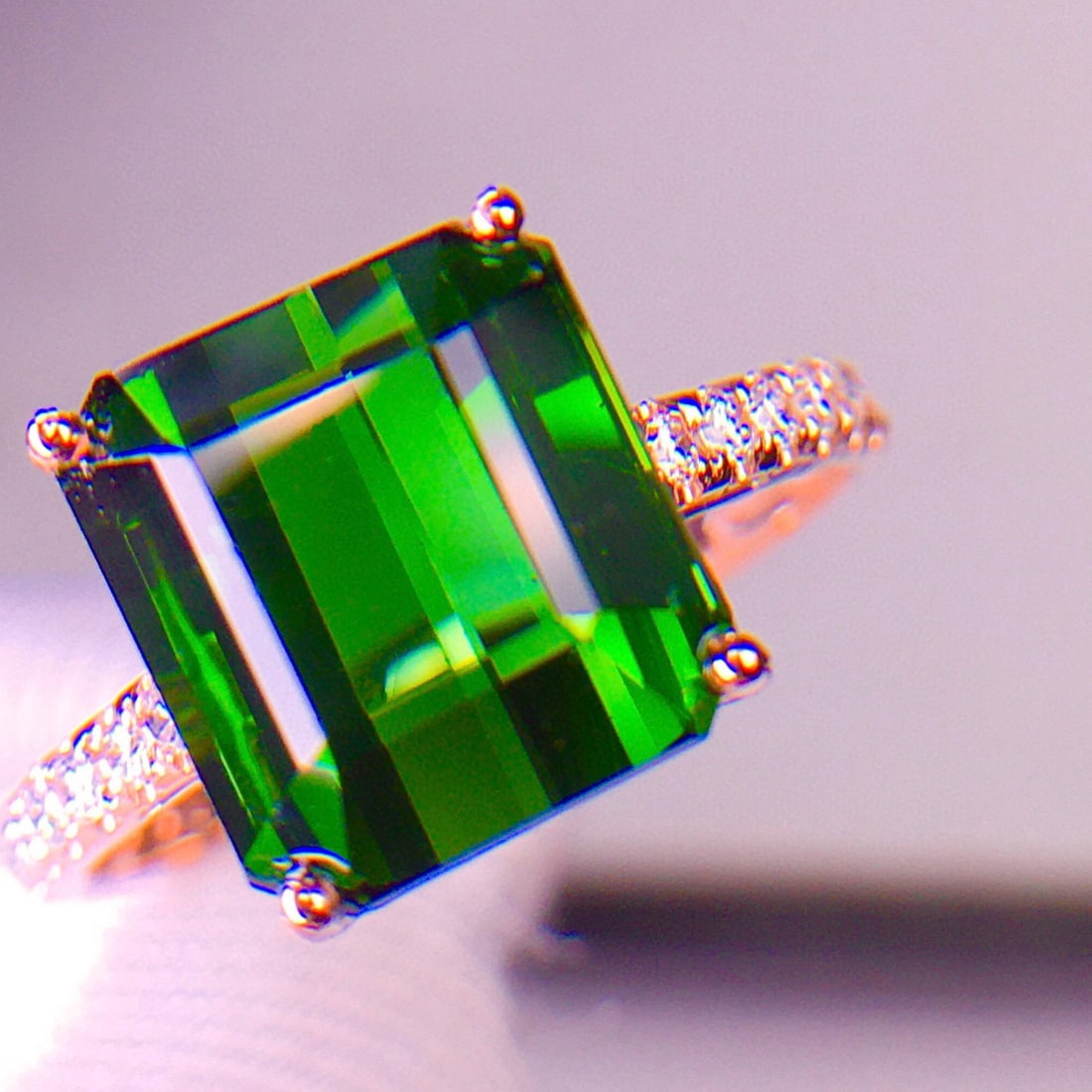 14k Gold 5.5 Ct Natural Tourmaline & Diamond Ring - 5