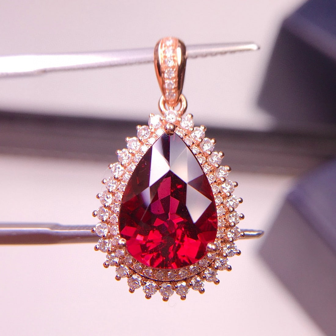 14k Gold 3.92 Ct Natural Tourmaline & Diamond Pendant( Without Chain ) - 3