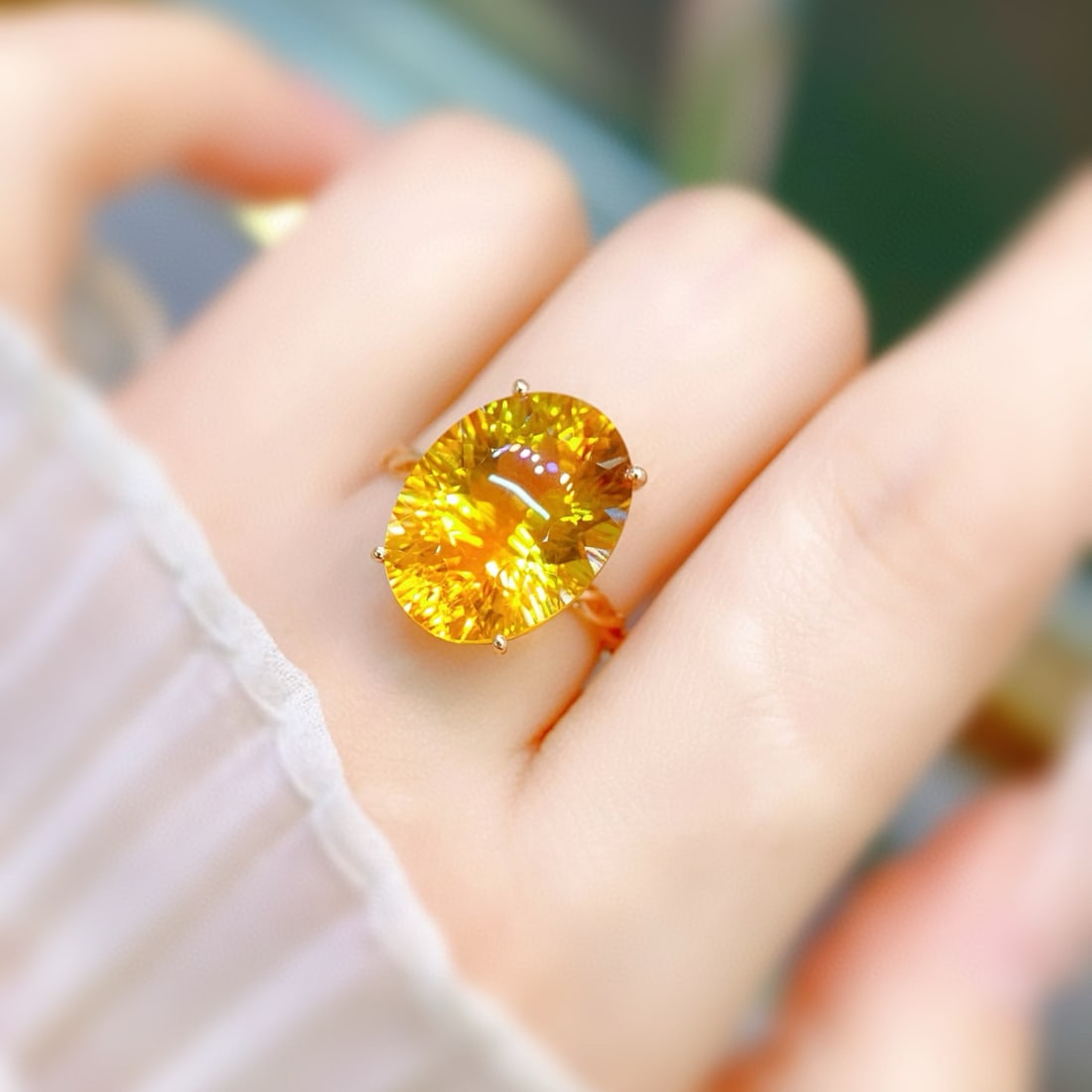 14k Gold 9.35 Ct Natural Citrine Ring - 4