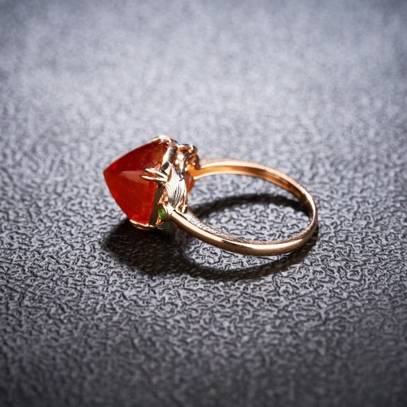 14k Gold 8.66 Ct Natural Spessartine & Tsavorite Ring - 5