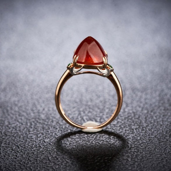 14k Gold 8.66 Ct Natural Spessartine & Tsavorite Ring - 7