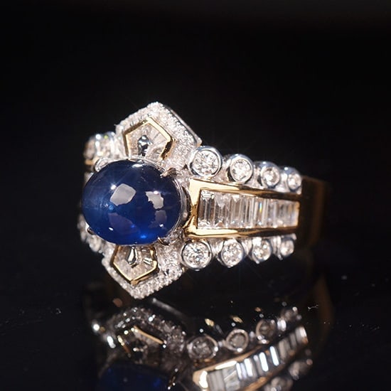 14k Gold 3.78 Ctw Natural Sapphire & Diamond Ring - 2